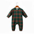 Holiday Pajamas Set for Whole Family – Gray Button-Neck Tee & Green Red Plaid Pants