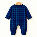Couple Matching Pajama Set – Gray Button-Neck Tee & Plaid Pants