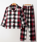 Couple Christmas Red and White Plaid Button-Front Pajamas Sets