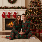 Holiday Couple Green Plaid Christmas Pajamas Set