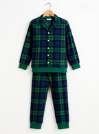 Cozy Green Plaid Button-Up Christmas PJs for Couple