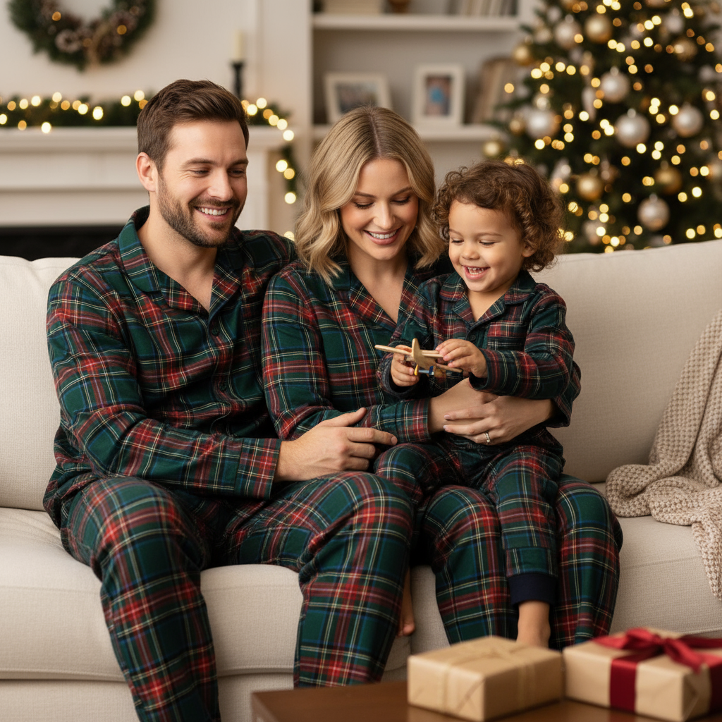 Family Plaid Button-Front Pajamas Sets