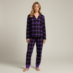 Christmas Purple Plaid Button-Front Pajamas Couple Pajamas Sets